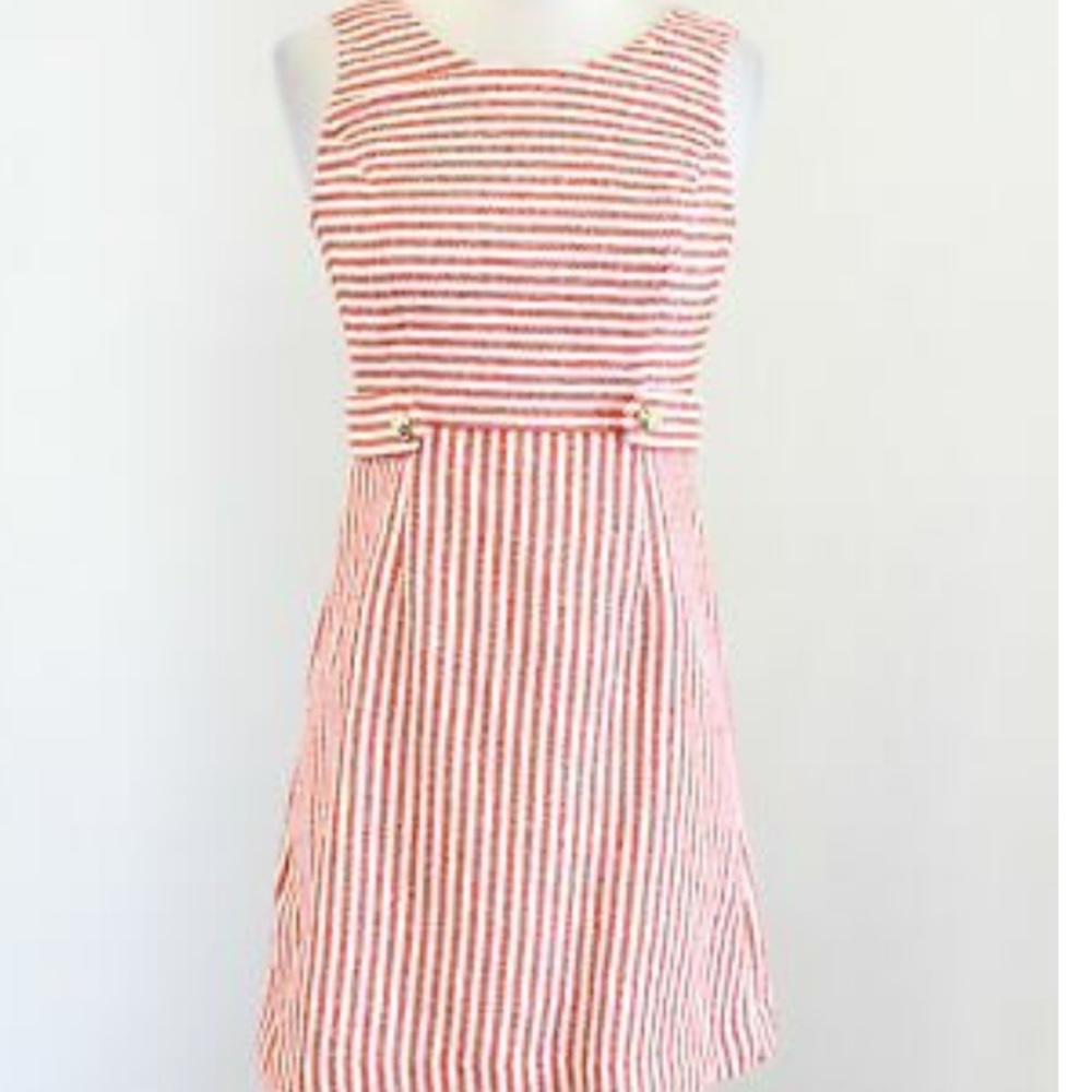 Orange and white tweed dress